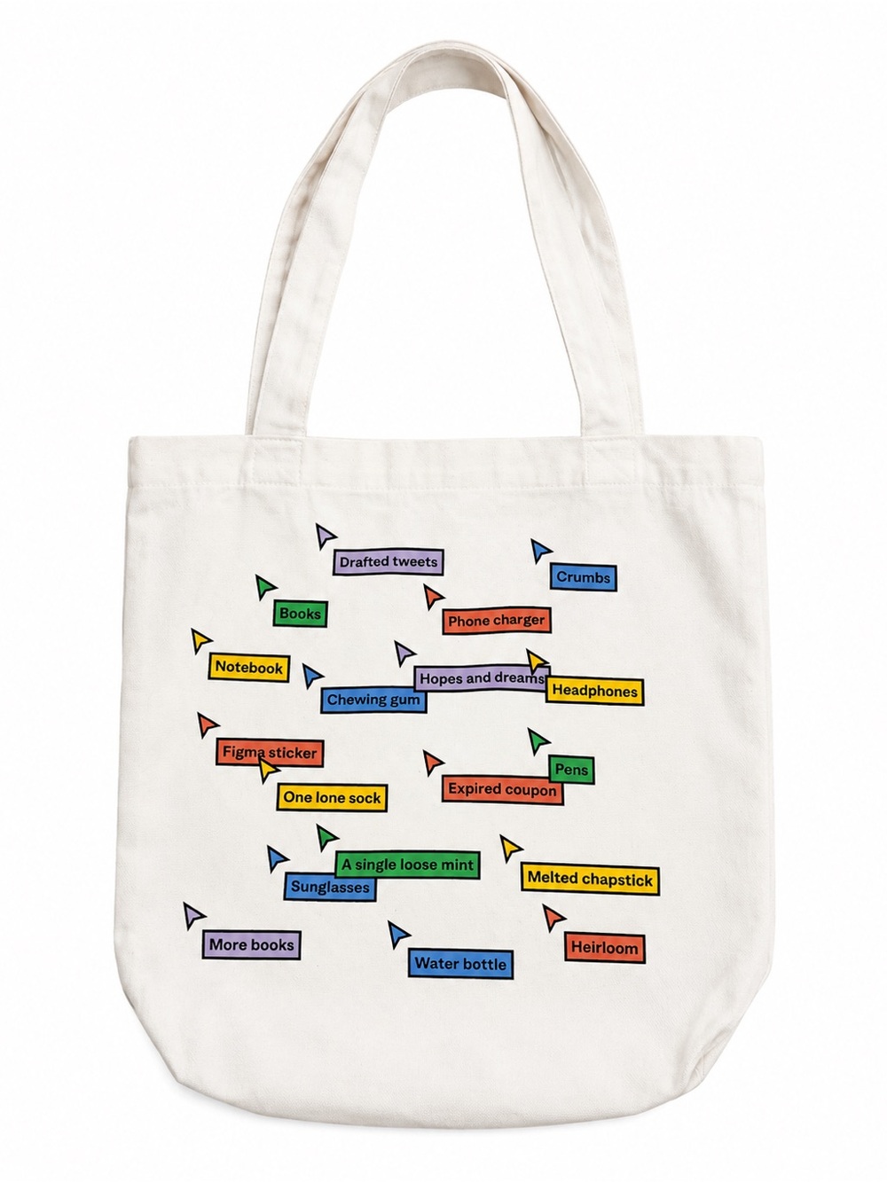 Figma Graphic Canvas Tote Bag Colorful Cursor Design 100% Cotton